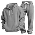 Men Solid Waffle Knit Tracksuit 2‑Piece Long Sleeve Top Pants Casual Sport Set